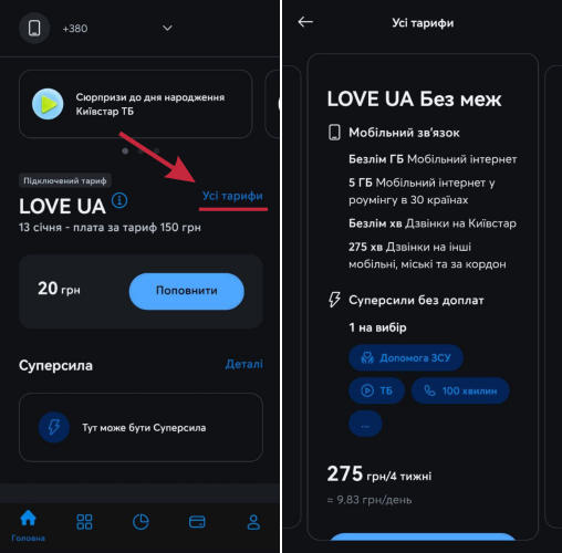 Київстар тарифи