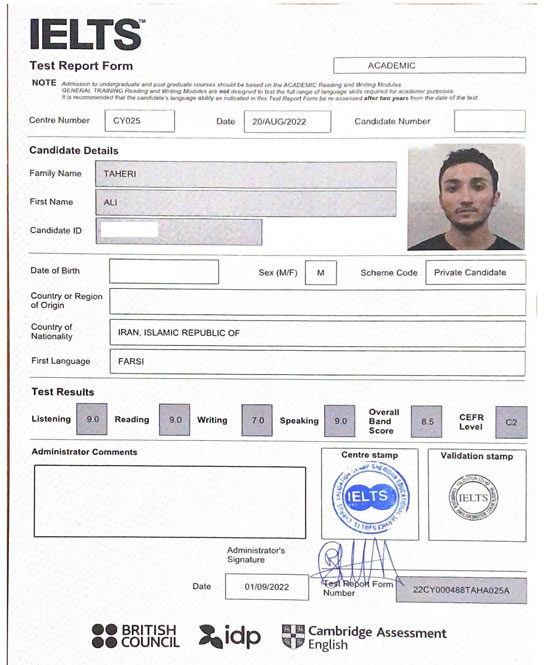 сертифікат IELTS Academic