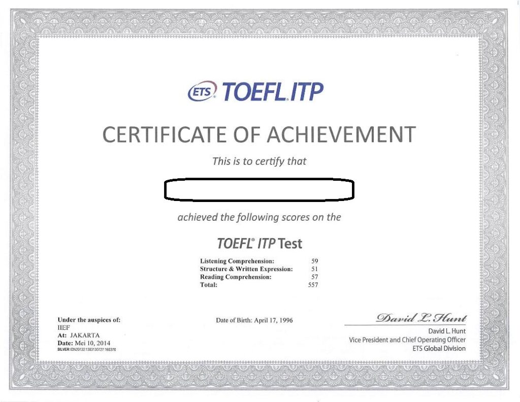 сертифікат TOEFL