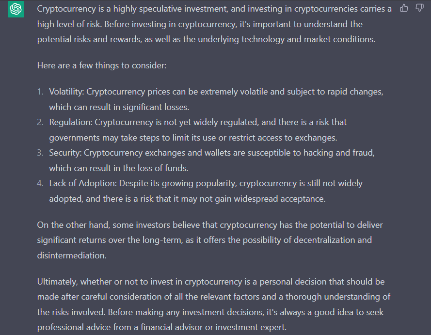 Криптовалюта очима ChatGPT