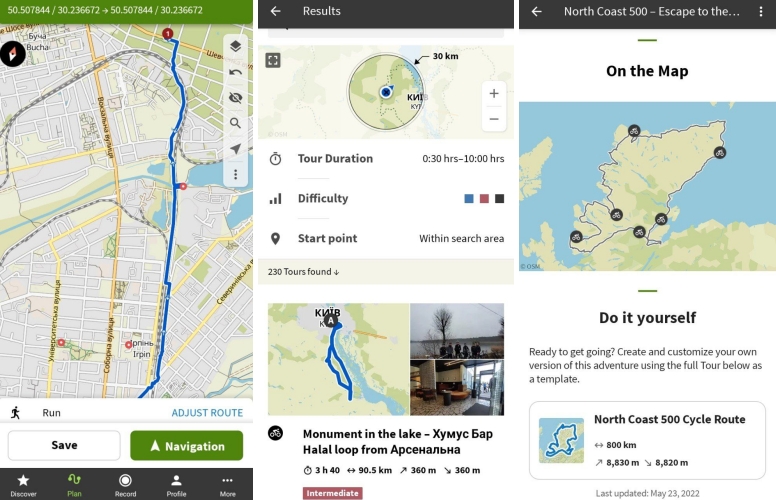 Komoot - навігатори для пішоходів, водіїв та спортсменів