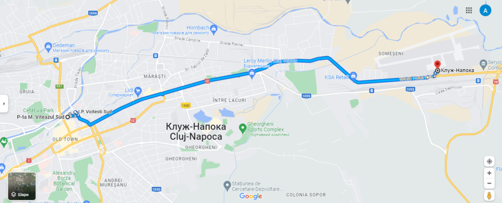 Аеропорт Клуж-Напока. Маршрут тролейбуса №8