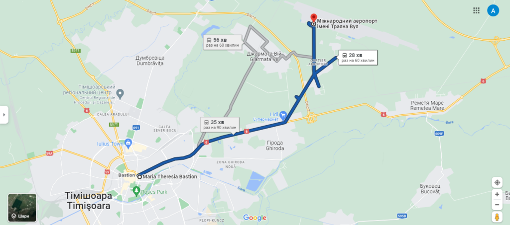 Аеропорт Тімішорара: маршрут автобуса Е4 