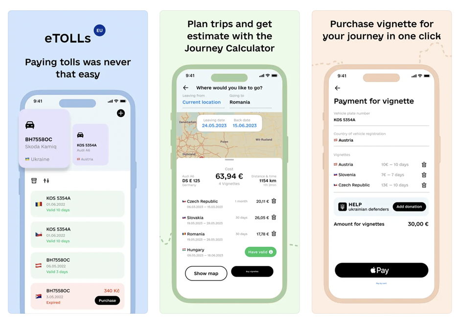 Сплатити дорожні збори в застосунку eTOLLs