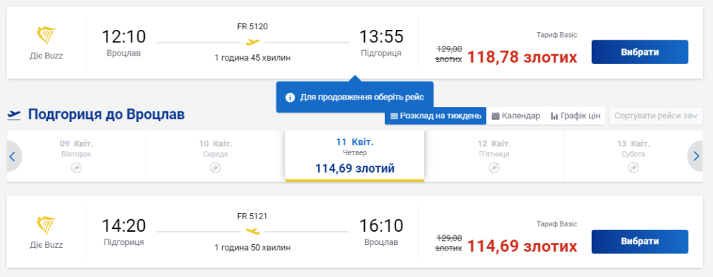 Авіаквитки з Польщі у Чорногорію