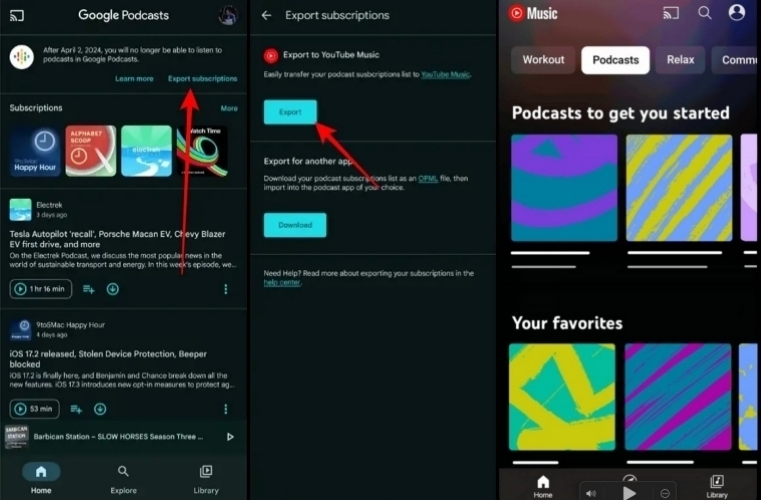 Як перенести підписки з Google Podcast в YouTube Music-side – копія-side