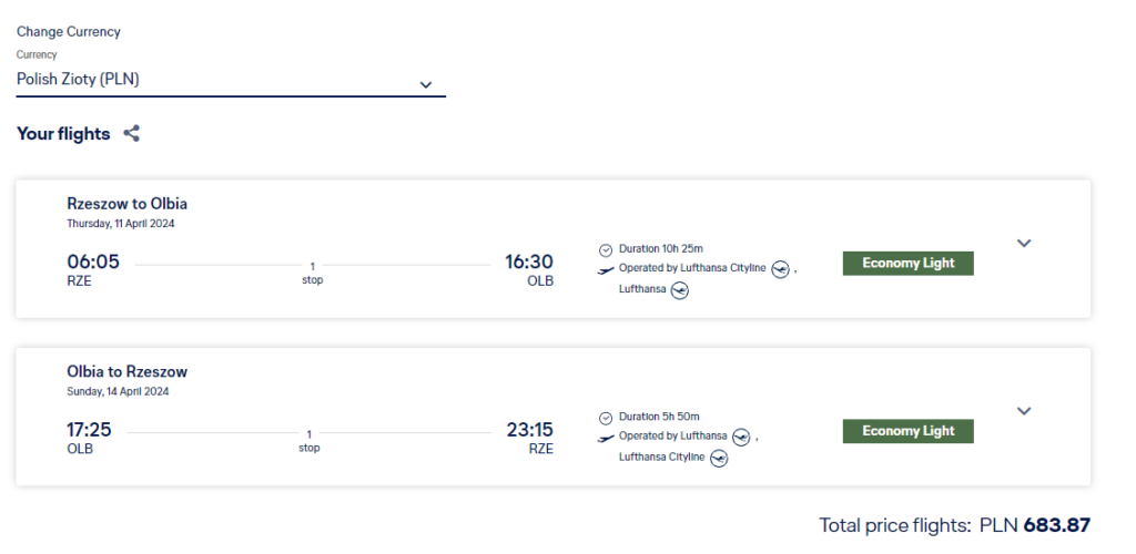 Авіаквитки з Польщі на Сардинію