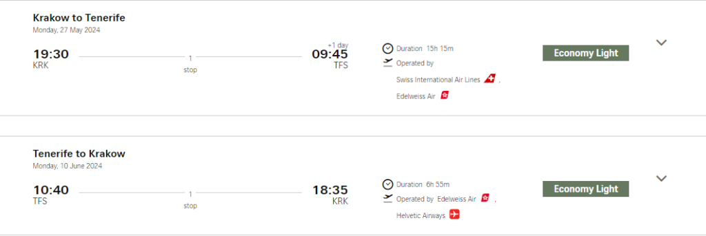 Авіаквитки з Кракова на Тенерифе