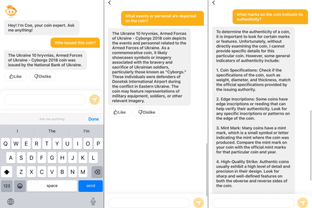 CHatbot Coe Як дізнатись валюту та вартість будь-якої монети: інструкція