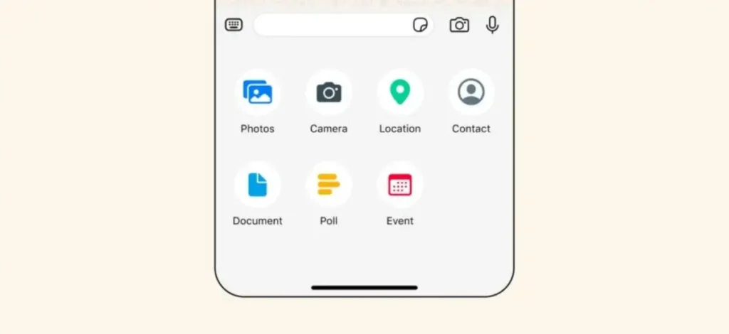 Новий інтерфейс вкладень у WhatsApp для iOS