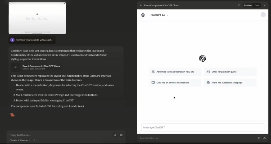 Claude 3.5 Sonnet робить копію ChatGPT