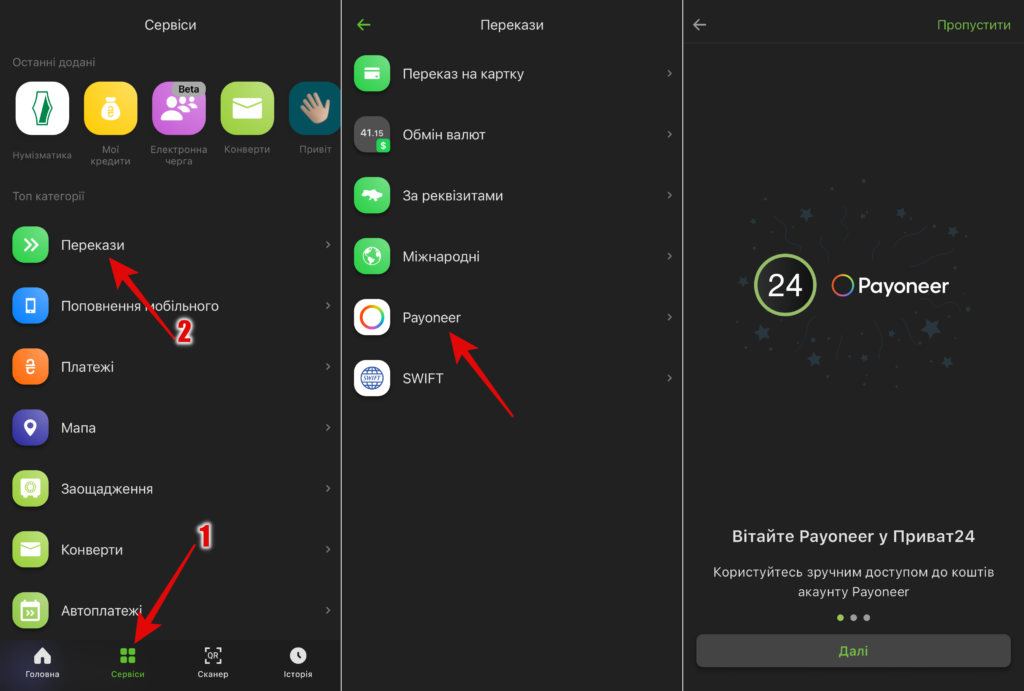 Як зареєструвати акаунт Payoneer в Приват24