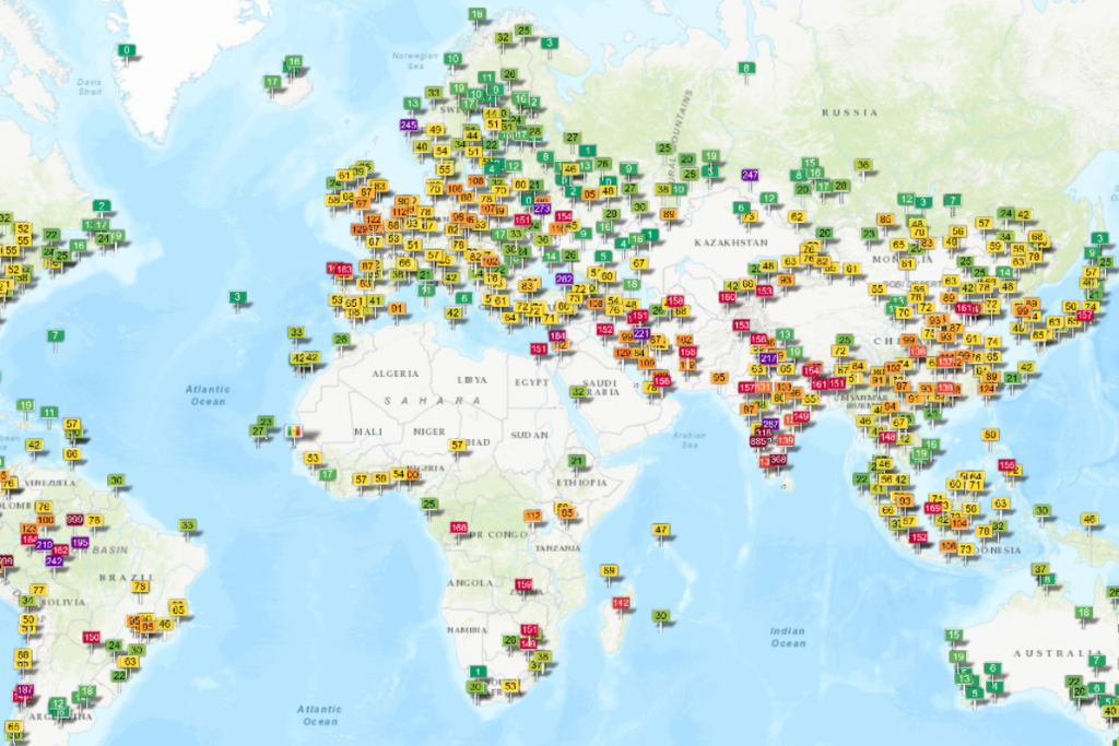 Карта з інформацією про стан повітря