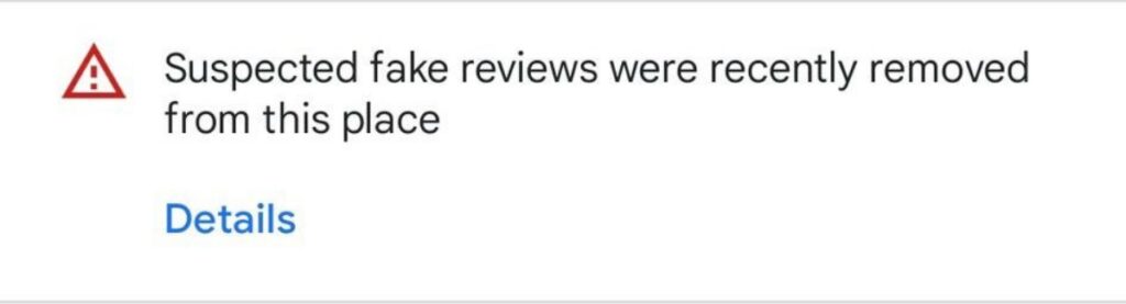 Попередження від Google про фейкові коментарі в закладі