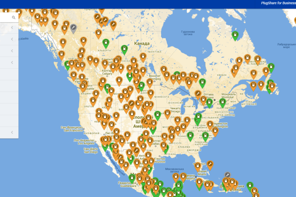 Пошук електрозаправок у PlugShare