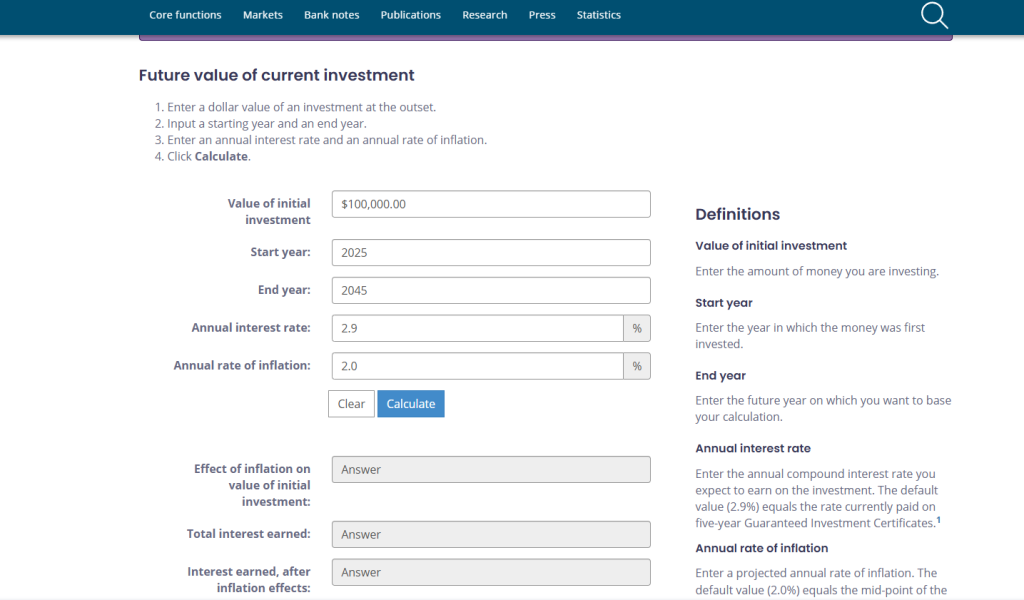 Investment Calculator (Bank of Canada)