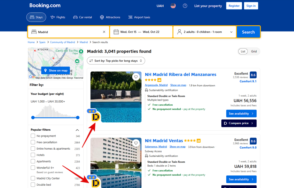 Directo на Booking