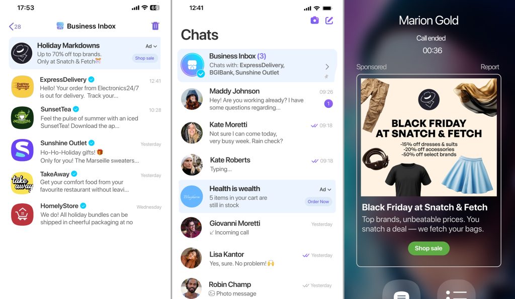 Варіанти розміщення рекламних повідомлень в застосунку Viber