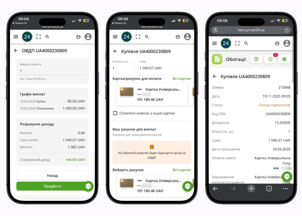 PryvatBank oblihatsii Pryvat24 vebversiia Купити облігації у ПриватБанк тепер можна і через мобільний застосунок