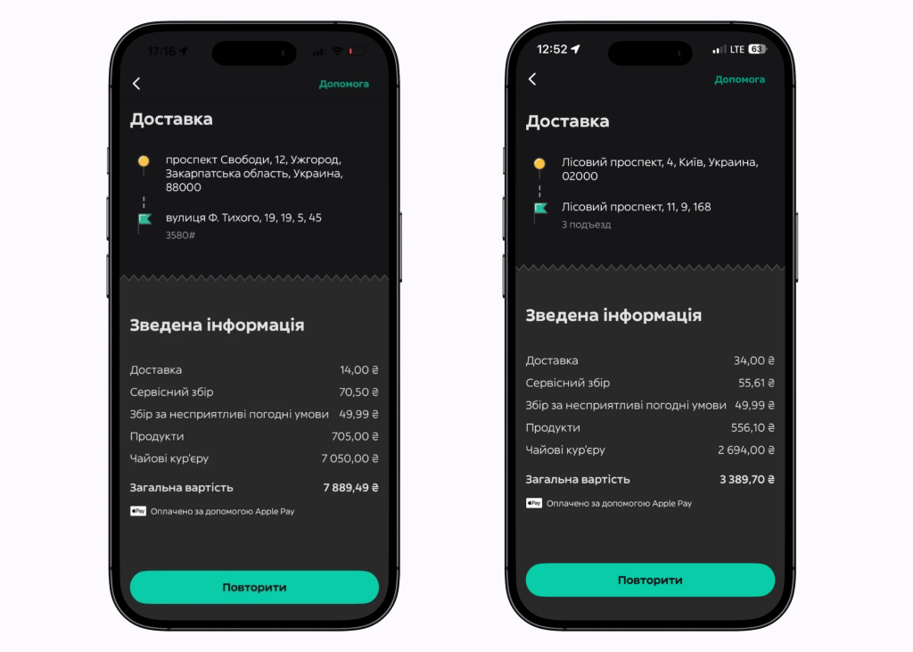 Збільшені чайові для курʼєрів Glovo