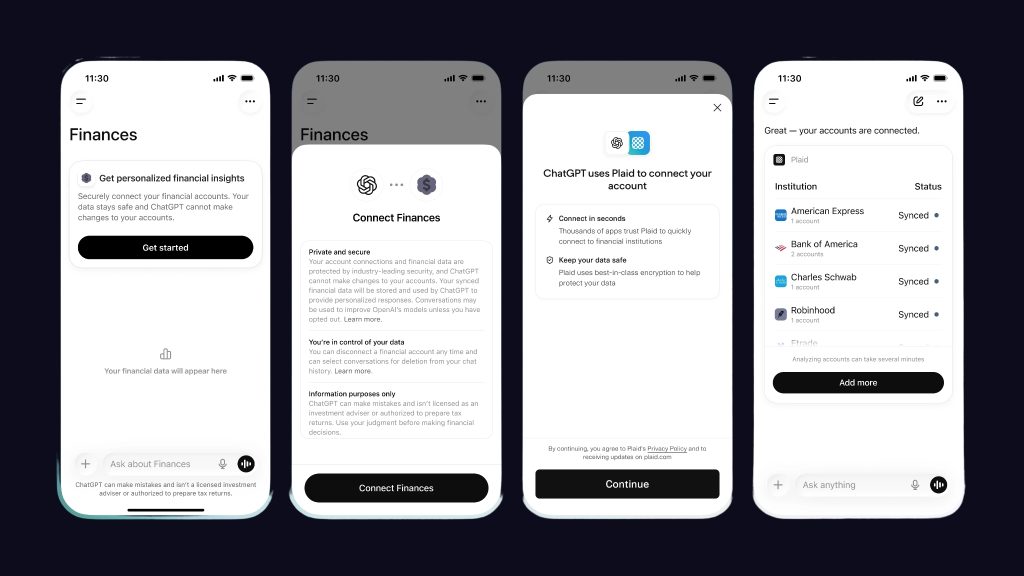 приєднання банківських аккаунтів в ChatGPT для фінансових порад